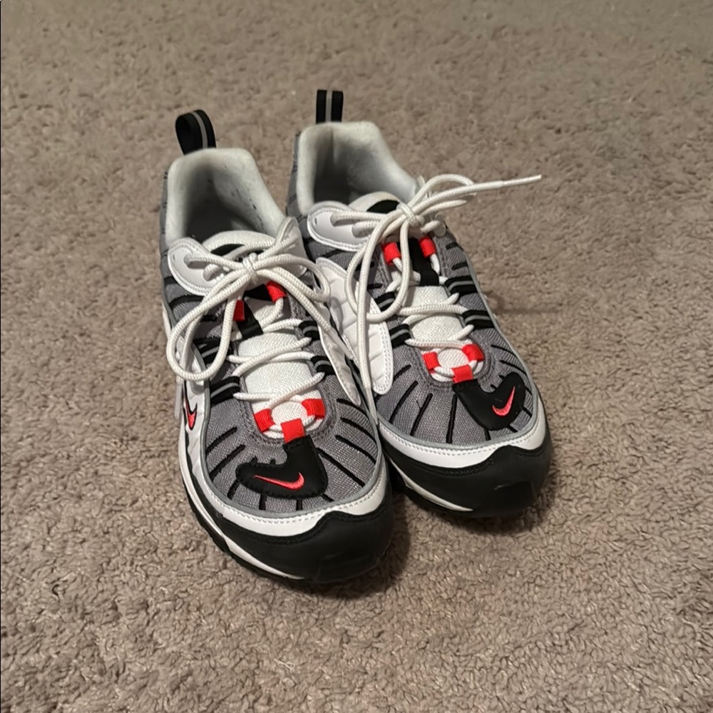 Nike Gray and Red Sneakers with Mesh Upper